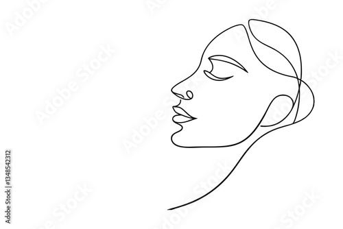 Elegant Minimalist Line Art Female Face Profile Drawing
