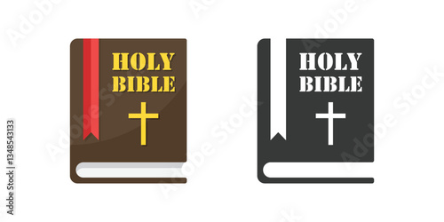 Holy bible icon in flat style. Christianity book vector illustration on isolated background. Religion sign business concept.