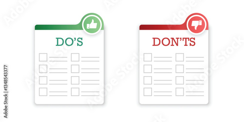 Do and dont icon in flat style. Dos and Don'ts vector illustration on isolated background. Pros and Cons sign business concept.