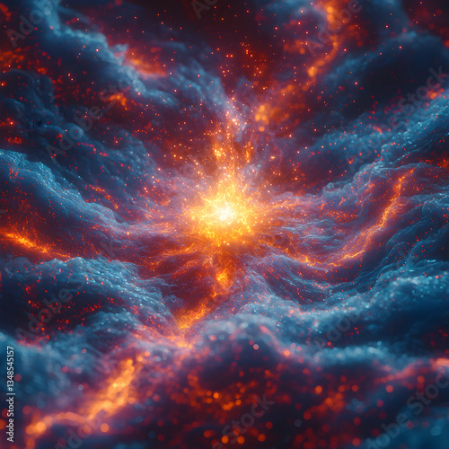 A fiery explosion bursting with energy and light. Ideal for depicting destruction, power, or intense moments in visual media.