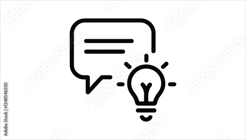 Idea Concept Vector. Lightbulb and Speech Bubble Icon.