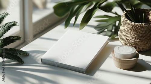 Serene Book Mockup with Candle