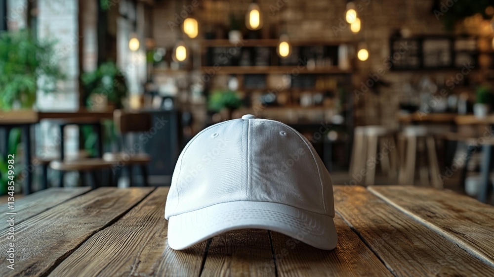 White Cap on Wooden Table