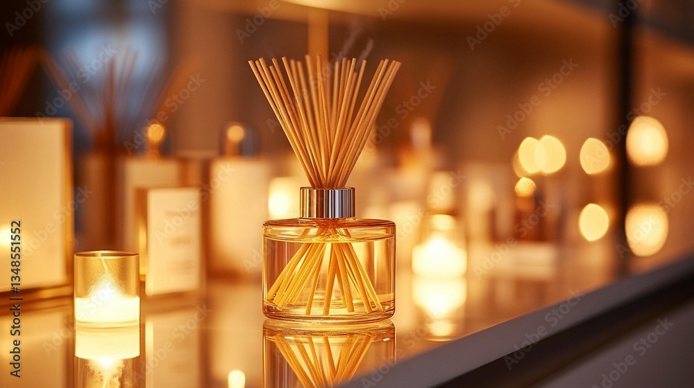 Fototapeta premium Reed Diffuser: Home Fragrance, Ambient Scents