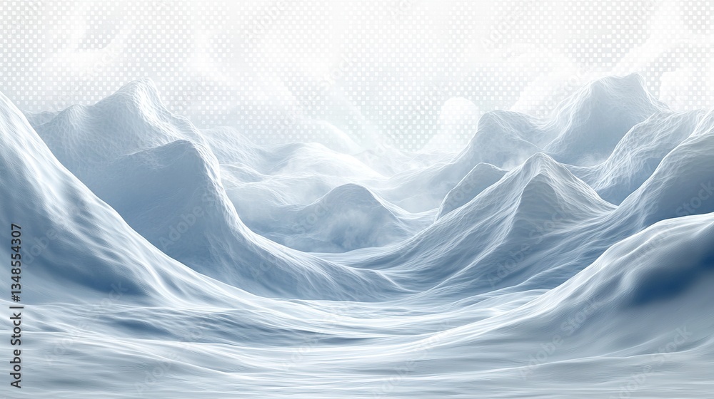 Fototapeta premium Abstract and cold looking landscape shows snowy mountains and mist