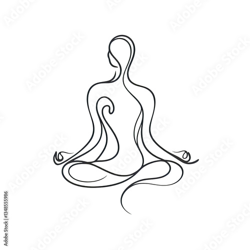 yoga silhouette   one line drawing illustration , transparent background PNG image