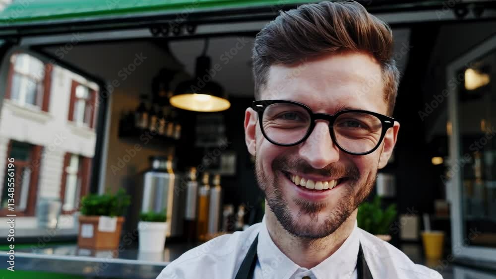 The Smiling Barista in Cafe The Smiling Barista in Cafe