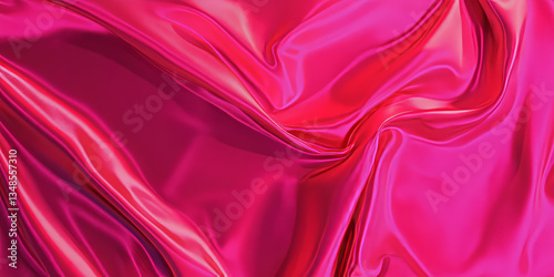 A smooth, synthetic lycra fabric texture background in bright neon pink. The stretchy, reflective material offers a sleek, energetic look, ideal for athletic wear, performance textiles, and futuristic