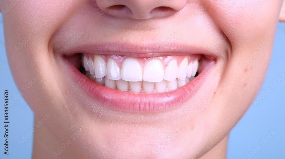 Obraz premium Radiant smile and bright white teeth of a young woman against a clean white background