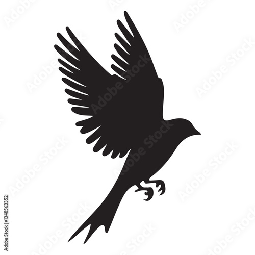 Silhouette of a bird flying with spread wings illustration