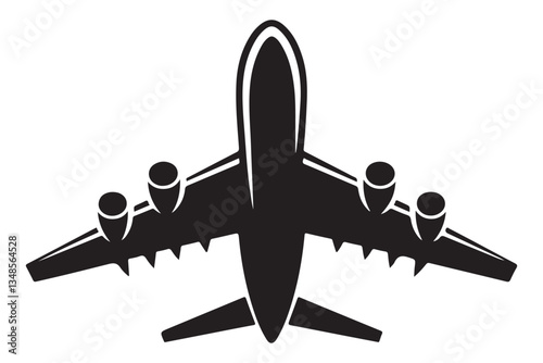 Commercial Airplane Silhouette Vector Graphic Design Illustration Modern