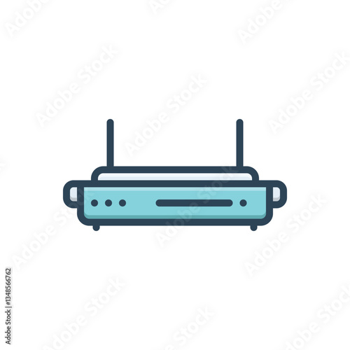 Color illustration icon for modem