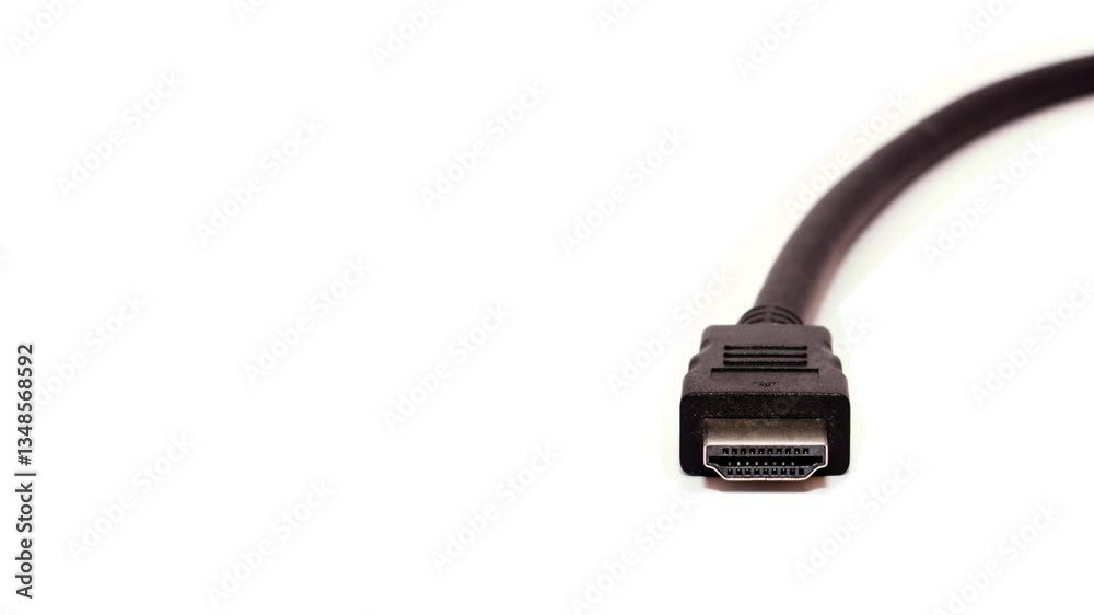 HDMI cable clip video on white background HDMI cable clip video on white background