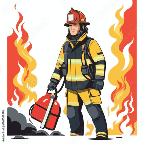 fireman, firefighter, safety, emergency, danger, rescue, fire, man, fighter, uniform, helmet, equipment, red, service, protection, background, hose, work, occupation, job, burn, person, hero, professi