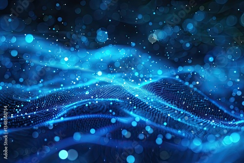 Blue Glowing Particles, Abstract Background, 3D RenderingHigh Detail, 8K