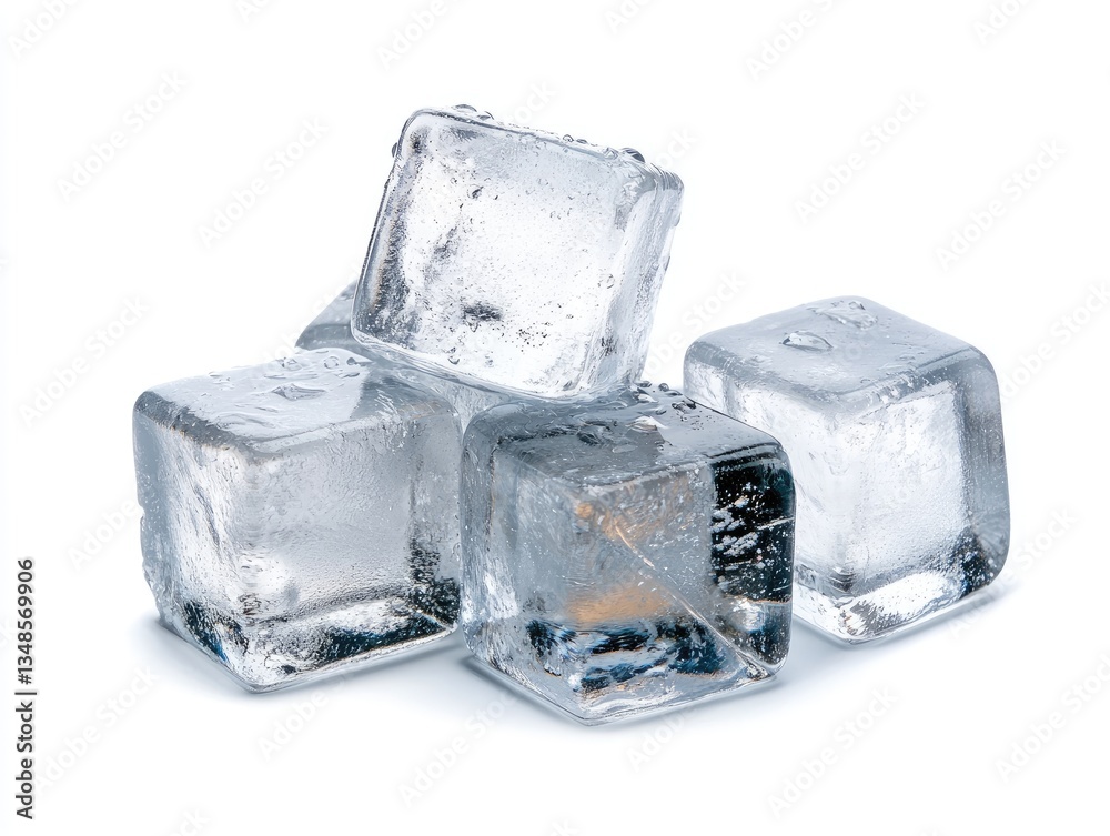 Obraz premium Ice cubes on white background