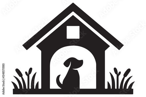 Dog house silhouette vector pet shelter home illustration simple