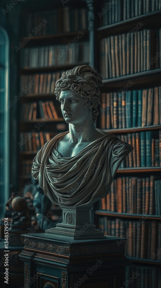Fototapeta premium A person sitting in a quiet library reading or studying