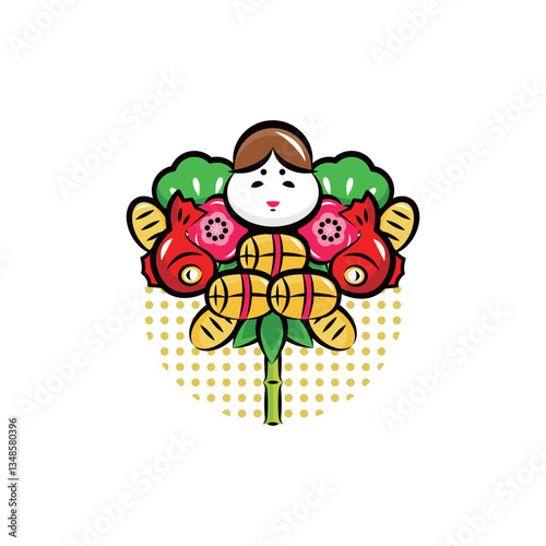 酉の市・熊手｜使える季節行事素材シリーズ(秋)｜ポップなワンポイントイラスト