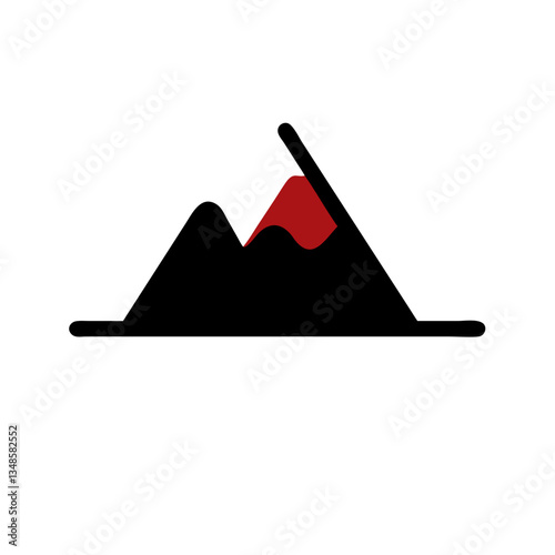 Volcanic mountain with red lava