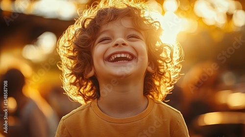 Joyful children laughing and sharing food in a sunlit café during autumn