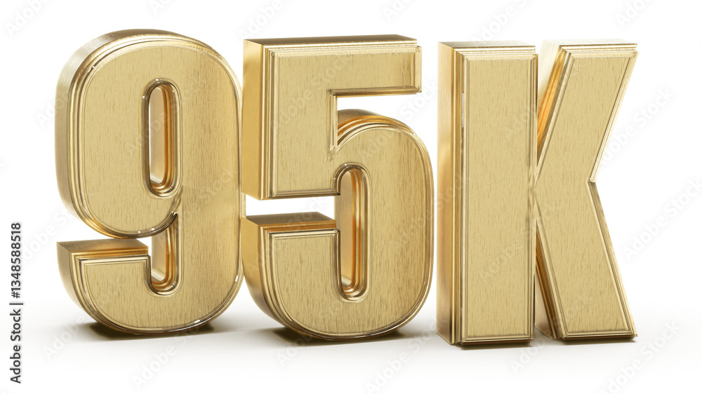 95K Follower Golden Number 3D Render 95K Follower Golden Number 3D Render