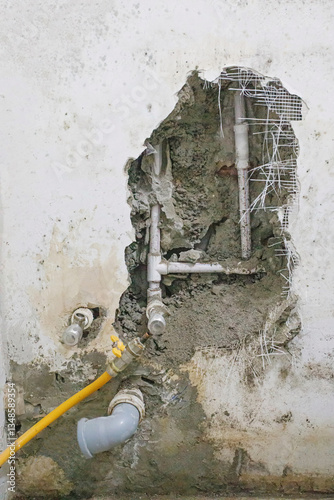 Hole in old building, drain pipes, renovating plumbing
