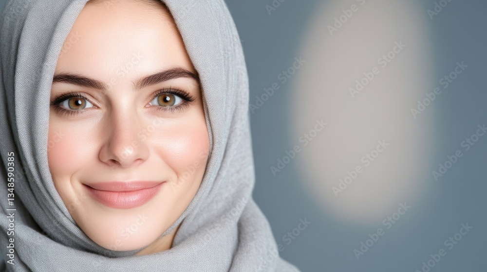 Obraz premium Beautiful woman in hijab, radiant smile