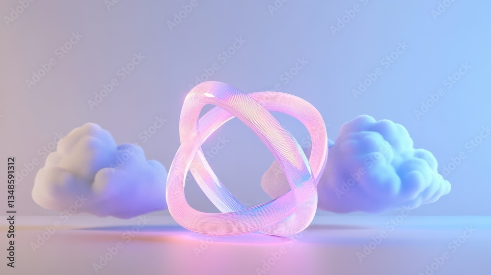 Abstract, glowing rings, clouds, pastel background Abstract, glowing rings, clouds, pastel background
