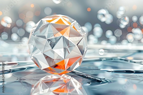Abstract Round Ball with Geometry Background, 3D RenderingHigh Detail, 8K