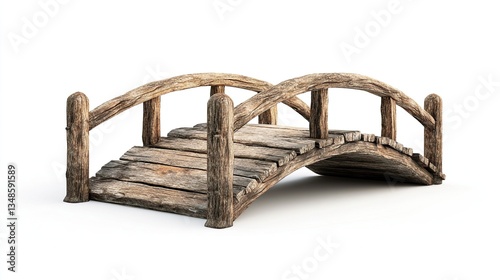 Wallpaper Mural Rustic wooden arch bridge, isolated  Torontodigital.ca