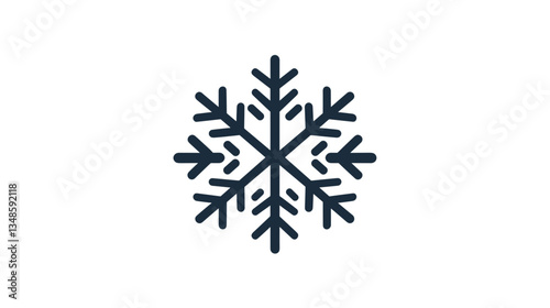 Stylized snowflake icon on white background with copy space