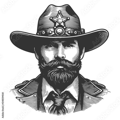 Sheriff with Hat and Mustache vector illustration