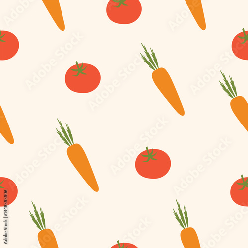 Vector seamless vegetable pattern. Food background.