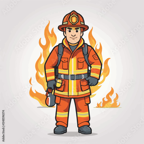 fireman, emergency, firefighter, safety, danger, fire, rescue, man, fighter, helmet, uniform, protection, red, service, equipment, background, hose, flame, extinguisher, burn, hero, job, water, work, 