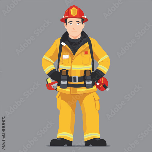 fireman, emergency, firefighter, safety, danger, fire, rescue, man, fighter, helmet, uniform, protection, red, service, equipment, background, hose, flame, extinguisher, burn, hero, job, water, work, 