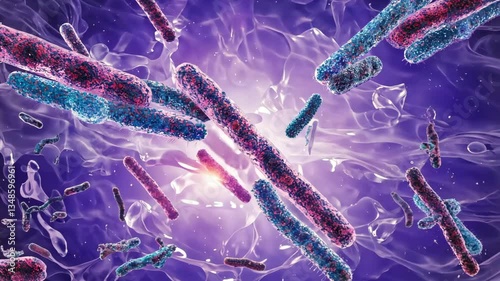 Bacterial Microbial Life: A Stunning Visualization of Complex Microorganisms in Vibrant Colors