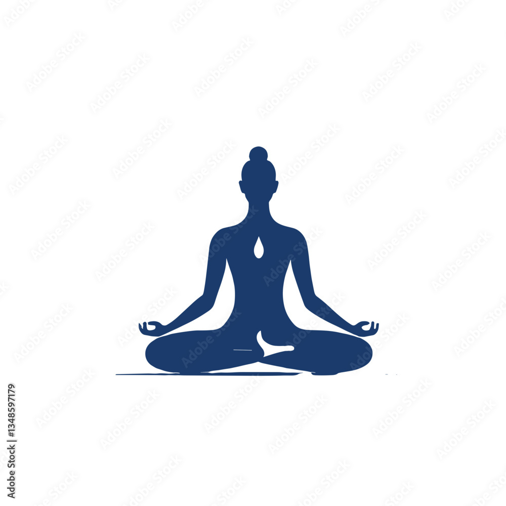 Stylized silhouette of a meditating figure in lotus position on a white background Stylized silhouette of a meditating figure in lotus position on a white background