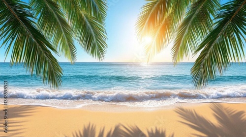 Wallpaper Mural Tropical beach paradise sunset ocean waves sand Torontodigital.ca