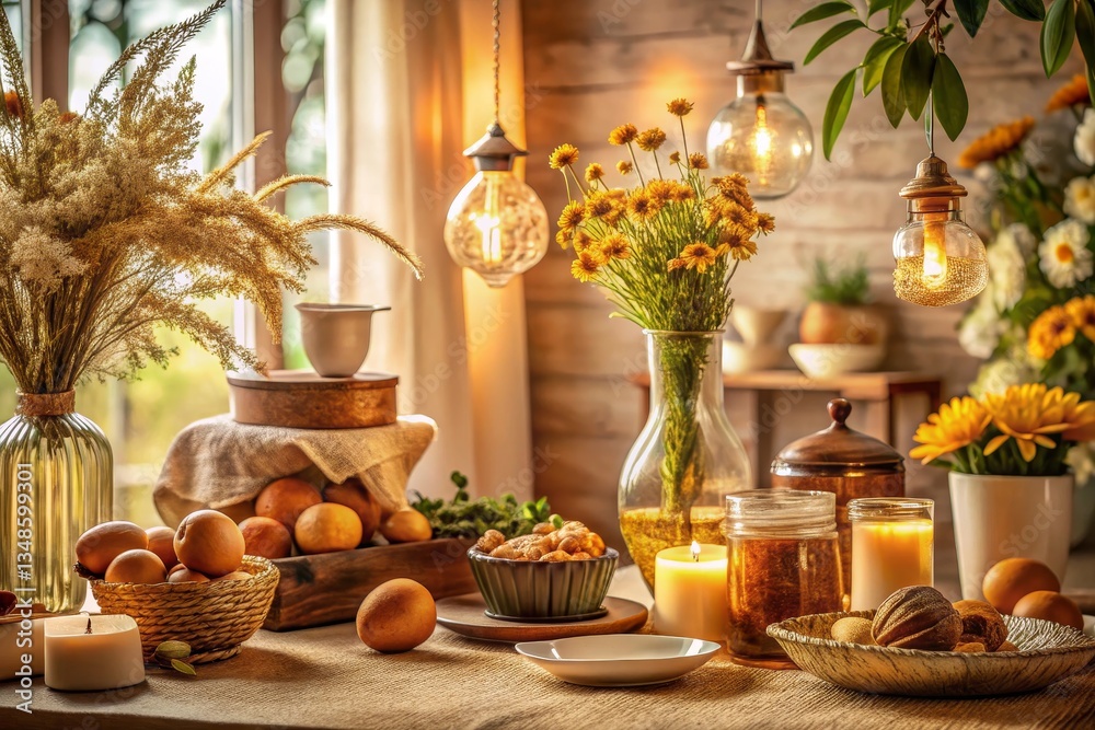 Fototapeta premium Cozy Autumn Still Life with Warm Lighting
