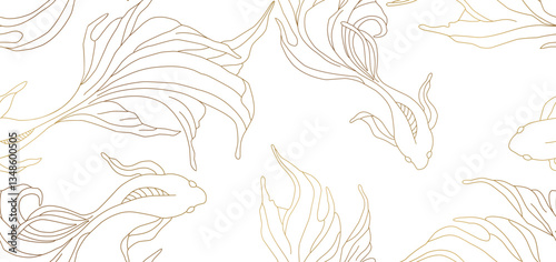 Asian background ,Oriental Japanese style abstract pattern background design with koi fish decorate in water color texture