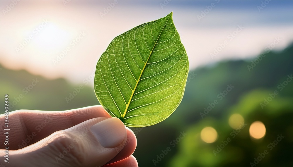 holding a green leaf holding a green leaf