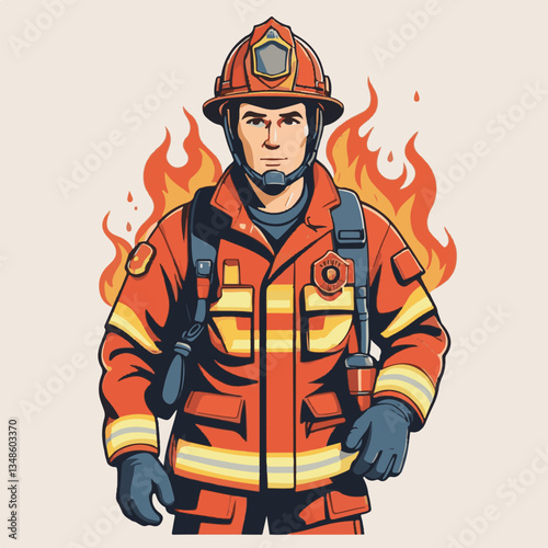 fireman, emergency, firefighter, safety, danger, fire, rescue, man, fighter, helmet, uniform, protection, red, service, equipment, background, hose, flame, extinguisher, burn, hero, job, water, work, 