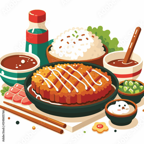 tonkatsu, japanese, meal, food, lunch, meat, pork, cutlet, restaurant, fried, cuisine, japan, dish, japanese food, cabbage, traditional, rice, asian, delicious, plate, tasty, gourmet, cooking, sauce, 