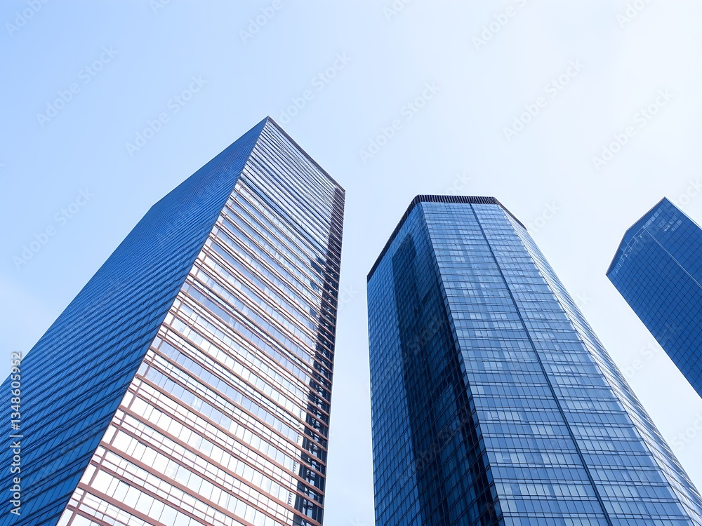 Corporate office buildings towers skyscrapers low angle Corporate office buildings towers skyscrapers low angle