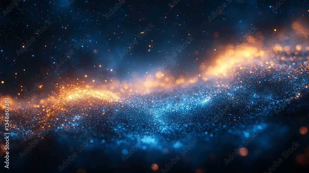 Obraz premium A glowing light particle suspended in space with a slowed motion effect, representing a breakthrough in physics, showcasing a dynamic concept of particle behavior