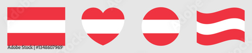 Free Download Set of Austria flags isolated. Austria flags set in square, circle, waving flag and heart shape icons various designs element. Austria flags collection different style. Vector illustration. - GFXLoad