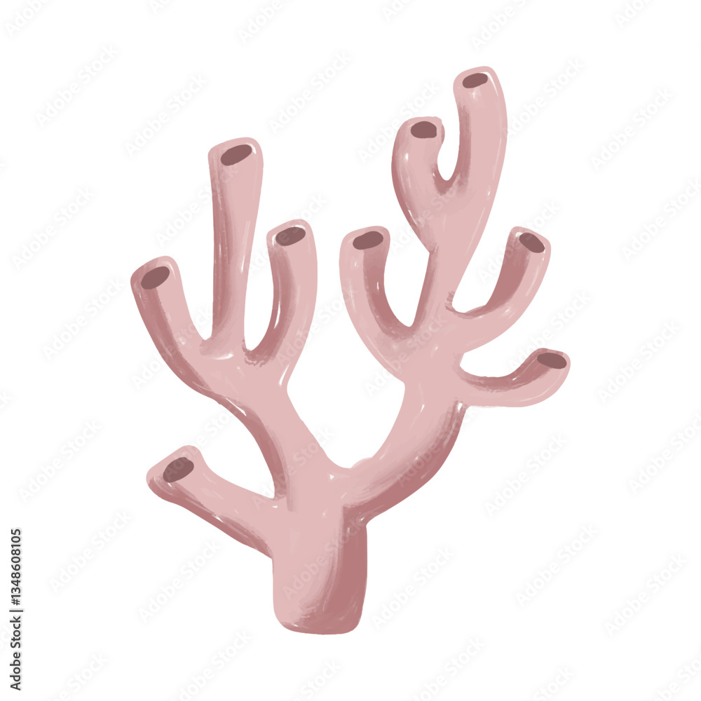 Obraz premium Pink coral reef branch illustration