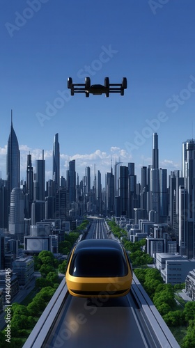 A cyberpunk-inspired smart city where artificial intelligence shapes a vibrant, futuristic urban landscape.