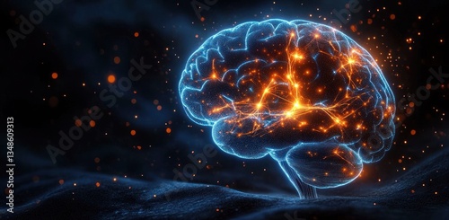 Wallpaper Mural Human Brain Neural Network with Glowing Connections in Cyberpunk Style Torontodigital.ca